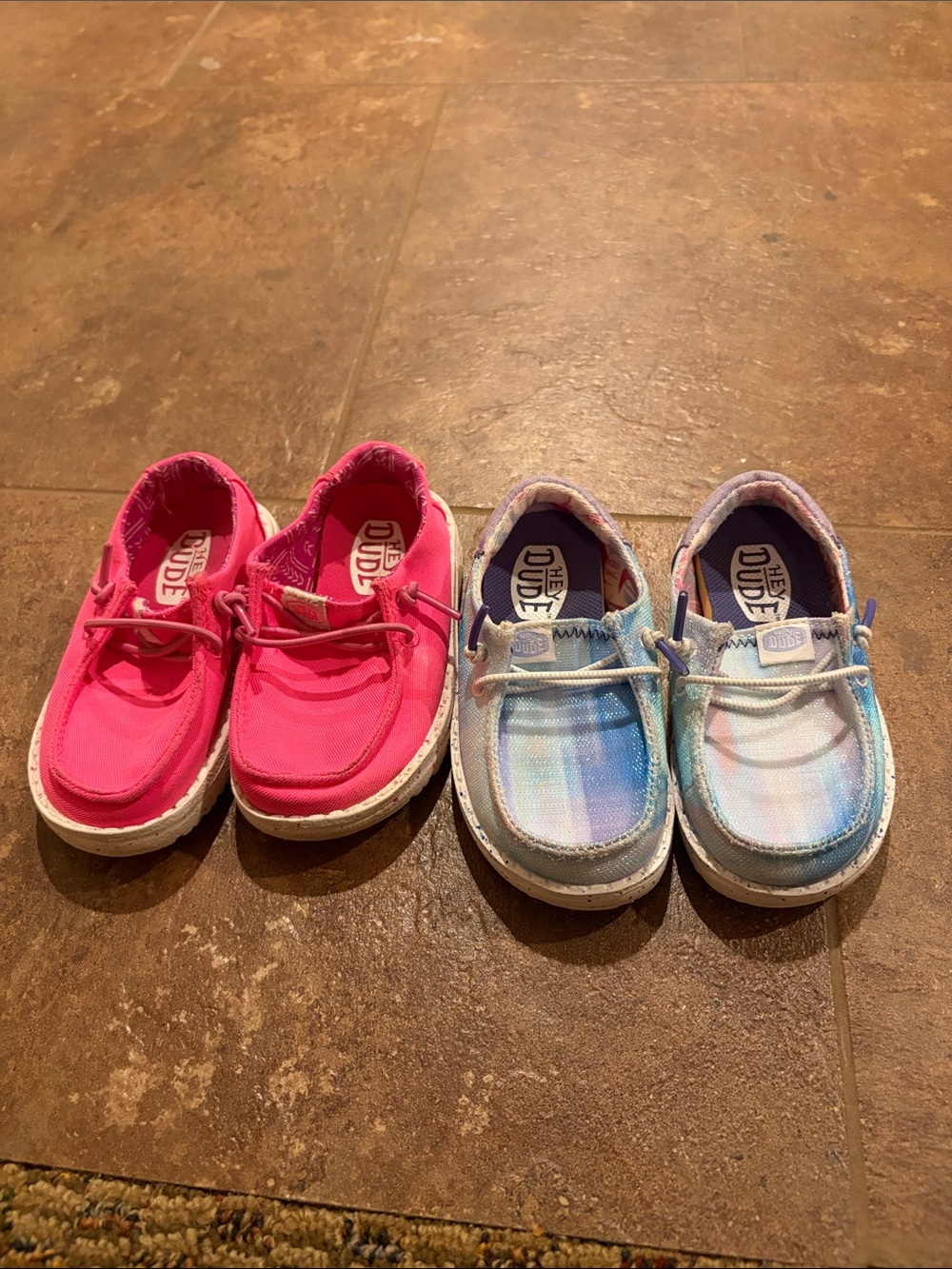 Hey Dude Kids Slip-On Sneakers - Hot Pink & Pastel Blue Tie-Dye